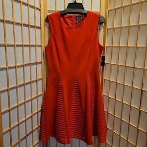 A.Z.I Womens Red Mesh Lace Panel Stretch Dress Sz 10 NWT